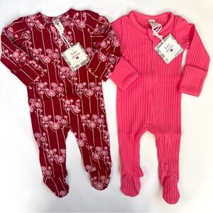 NWT Kate Quinn Baby Footie Pajamas 3–6M Floral Zipper Cotton Modal